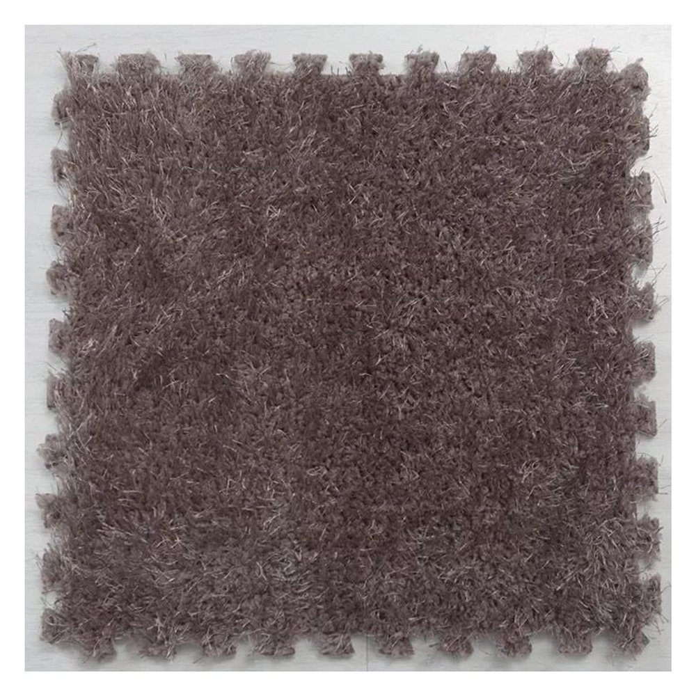 10Pcs Interlocking Foam Playmats, Soft Plush Floor Tile Mats with Borders, Puzzle Carpet Mat for Crawling Playmat Yoga, 12" X 12",Grey