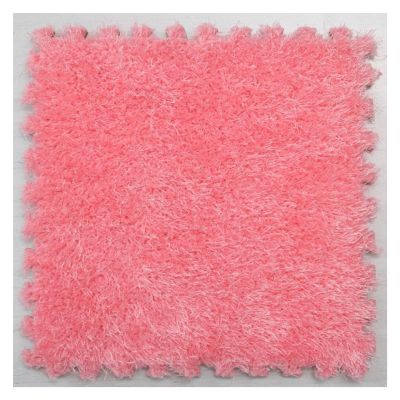 10Pcs Interlocking Foam Playmats, Soft Plush Floor Tile Mats with Borders, Puzzle Carpet Mat for Crawling Playmat Yoga, 12" X 12",Pink