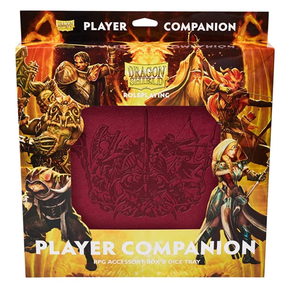Arcane Tinmen Dragon Shield RPG  Player Companion: Blood Red - Durable and Sturdy  Dice Tray & Player Storage Box  Tabletop RPG TTRPG  Dungeons and Dragons DND D&D (AT-50014)