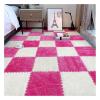 10Pcs Interlocking Foam Playmats, Soft Plush Floor Tile Mats with Borders, Puzzle Carpet Mat for Crawling Playmat Yoga, 12" X 12",Rose+White view 1