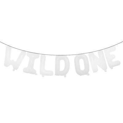 16 INCH Wild ONE Kids First Birthday Balloons, Wild One Birthday Decoration Kit Foil Letters Balloon Banner Baby Girl Boy 1st Bday Party Supplies 1st Birthday Decorations (WILD ONE White)