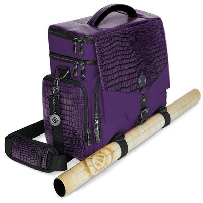 ENHANCE Travel Bag for DND Collector's Edition, Bag Compatible with Dungeons and Dragons, Battle Mat Holder, Dice Pockets and Accessories, Carry 4-8 Books (Purple Dragon)