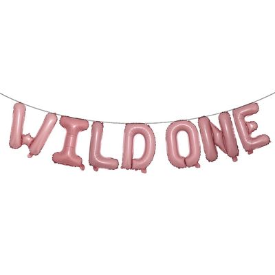 16 INCH Wild ONE Kids First Birthday Balloons, Wild One Birthday Decoration Kit Foil Letters Balloon Banner Baby Girl Boy 1st Bday Party Supplies 1st Birthday Decorations (WILD ONE Pink)