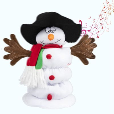 Gfilay Singing and Dancing Snowman Plush Toy,Musical Santa Snowman Doll with 6 Christmas Songs for Christmas Animated Stuffed Decoration