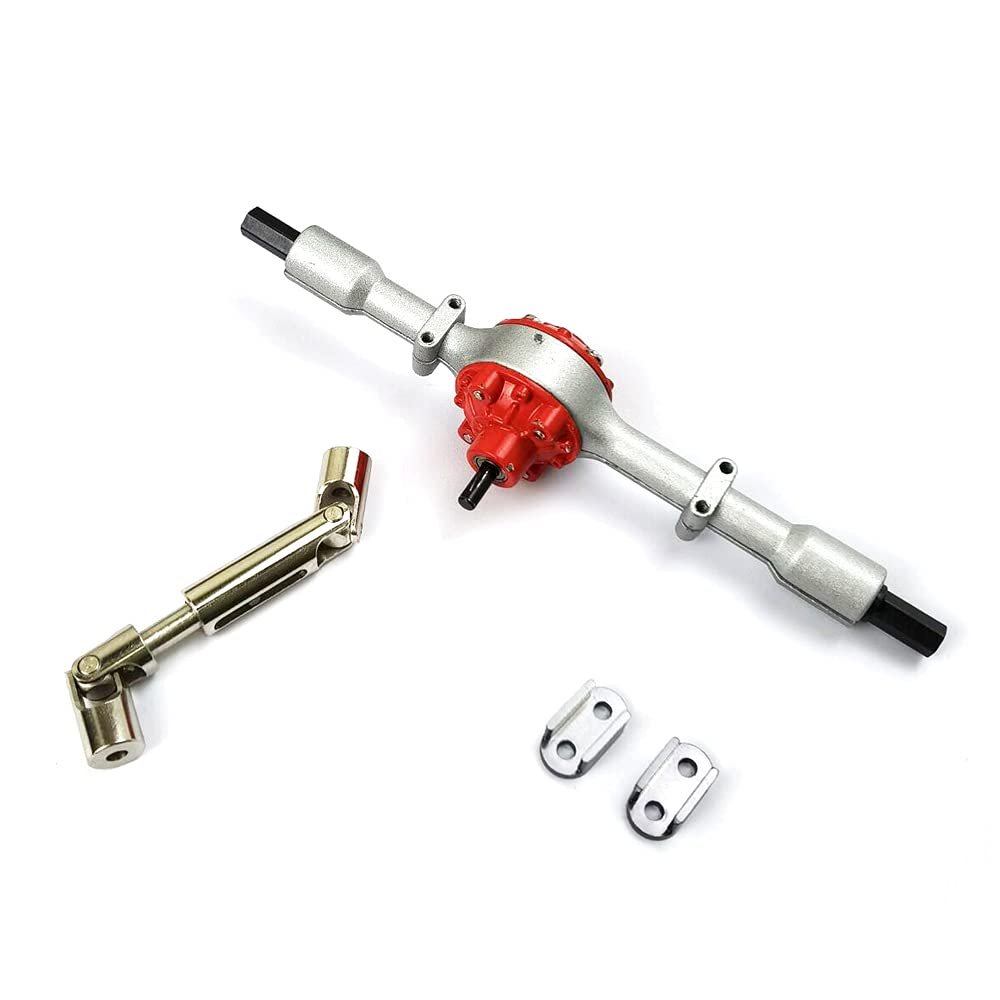 BAIJAC Metal Rear Bridge Axle with Shock Absorber Leaf Springs Suspension for WPL D12 B16 B36 B14 B24 RC Car Parts (Color : Set D Silver)