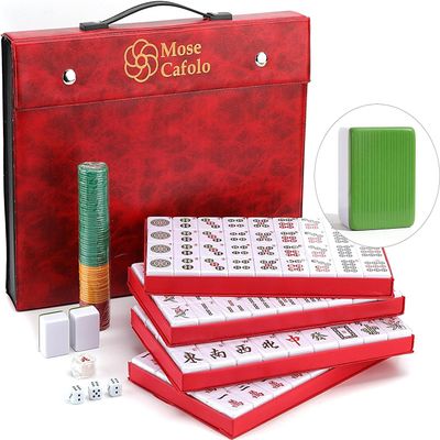Mose Cafolo Professional Chinese Mahjong Game Set 146 Numbered Large Size Tiles with Carrying Travel Case, Complete Mahjong Tiles Set (Majiang, Mah-Jongg, Ma Jong)
