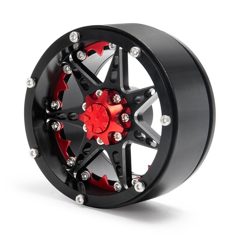 1/2/4pcs Metal Wheel 2.2 Beadlock Wheels Rims for 1/10 RC Crawler Axial SCX10 TRX4 ( Color : Black 1pcs )