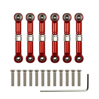 BAIJAC 6Pcs Adjustable for Wltoys 1/18 A949 A959 A969 A979 K929 Aluminum Upgrade Spare Parts Metal Linkage Pull Rod Servo Link A959-B (Color : Red)