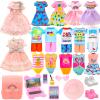 20 Pcs 5.3 Inch Doll Clothes & Accessories Include 5 Dresses 3 Outfits Tops and Pants 3 Swimsuits with 2 Shoes 1 Backpack 1 Laptop 1 Pad 1 Glasses 1 Drink 1 Hat for 5.3 - 6 Inch Dolls view 1