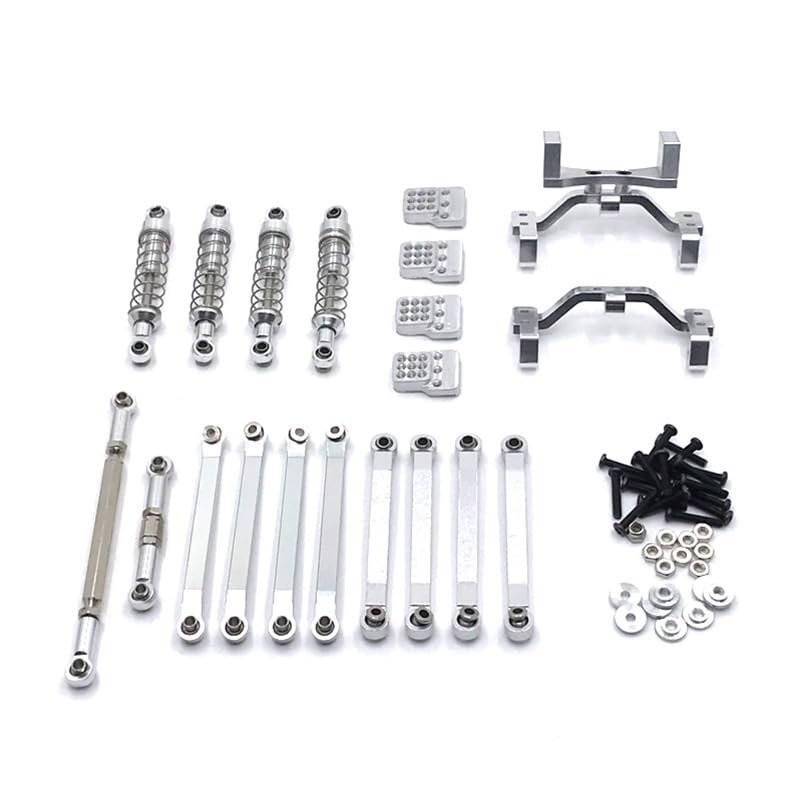 Greendhat MN Model 1/12 D90 D91 D96 MN98 MN99S RC Car Parts, Metal Upgrade & Modification 6-Piece Set, Including Shock Absorbers, etc. ( Color : Silver )