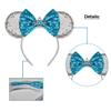 RAZKO Sequin Mouse Ears Headband, Cinderella Silver Blue Mice Ears Hairband Princess Headband for Women Girls Hair Accessories (Silver-Crown) view 3