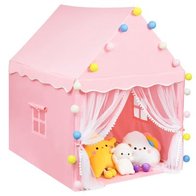 SIFREAW Tent Teepee Tent with Lights, Washable Teepee Tent Outdoor Play Tent, Pink, 54" L x 41" W x 47" H