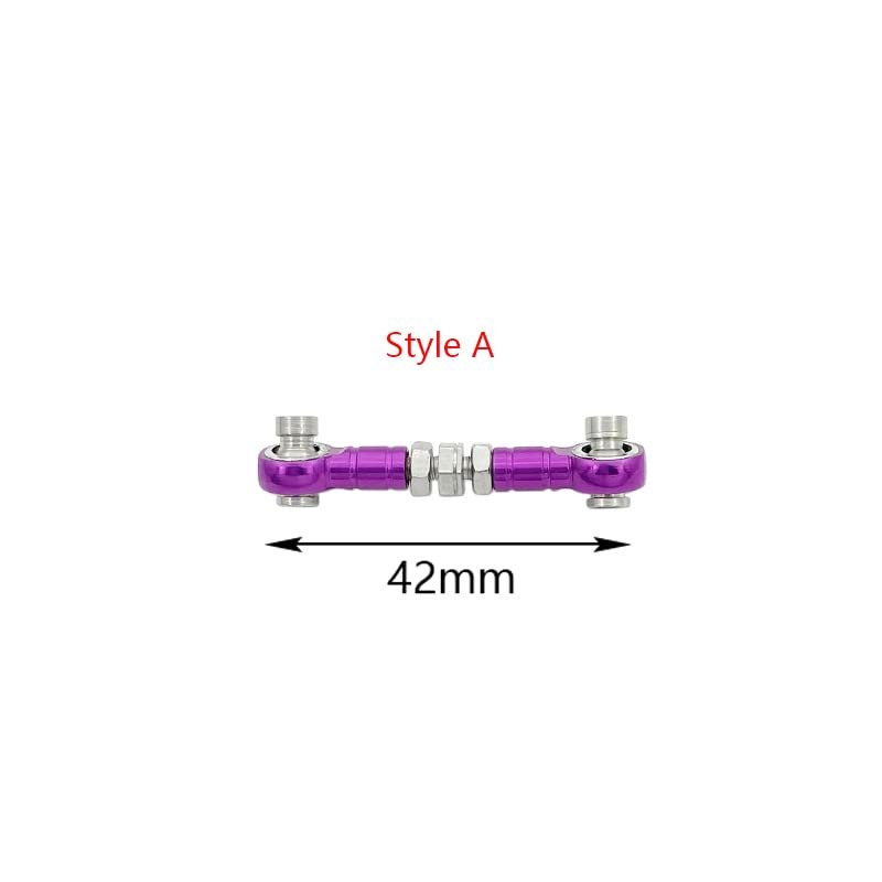 BAIJAC 2pcs CNC Machined Aluminium Alloy Steering Rod RC Linkage Servo Rod Replacement Accessory for HSP 94111/94188 RC Car Upgrade (Color : Style A Purple)