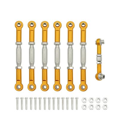 7PCS Adjustable Metal Pull Rod Link Rod Linkage for 1/10 Traxxas Slash 4X4 / 2WD Short Course Car Upgrade Parts (Color : Gold)