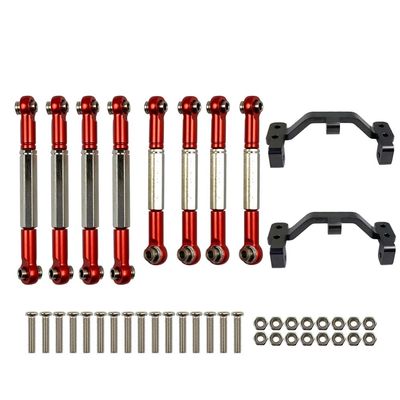 WPL B1 B-1 B14 B-14 B24 B-24 C14 C24 1/16 RC Car Spare Parts Upgrade Metal Pull Rod Steering Pull Rod Servo Rod Pull Rod Base ( Color : Red )