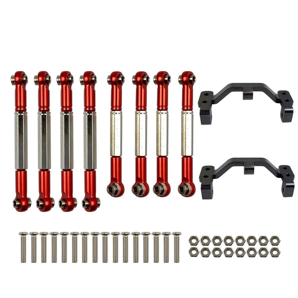 WPL B1 B-1 B14 B-14 B24 B-24 C14 C24 1/16 RC Car Spare Parts Upgrade Metal Pull Rod Steering Pull Rod Servo Rod Pull Rod Base ( Color : Red )