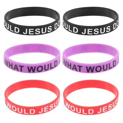 6pcs Mens Braclets Stretchy Bracelets for Women Rubber Wristbands Motivational Inspirational Silicone Bracelets Wwjd Womens Wristlet Man Belt Wrist Band Football Miss