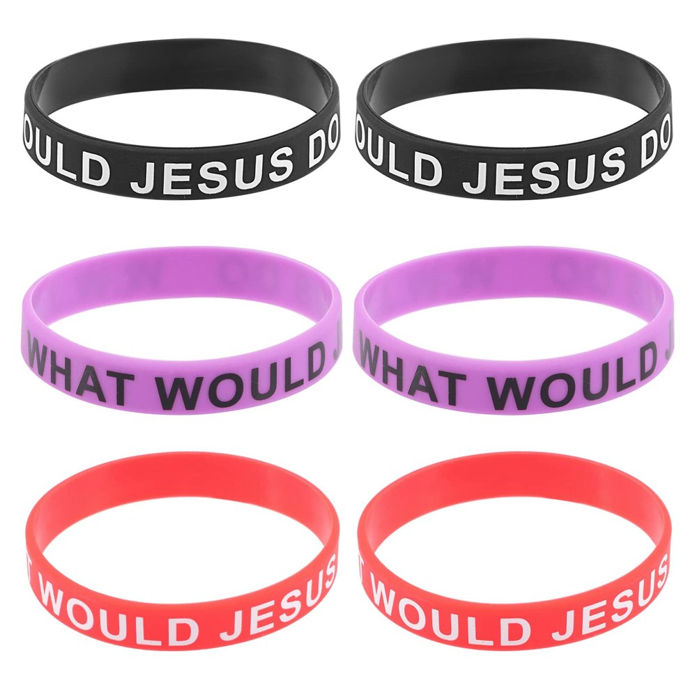6pcs Mens Braclets Stretchy Bracelets for Women Rubber Wristbands Motivational Inspirational Silicone Bracelets Wwjd Womens Wristlet Man Belt Wrist Band Football Miss