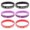 6pcs Mens Braclets Stretchy Bracelets for Women Rubber Wristbands Motivational Inspirational Silicone Bracelets Wwjd Womens Wristlet Man Belt Wrist Band Football Miss view 1