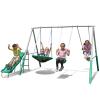 Sportspower Northridge Metal Swing Set, 500 lb Capacity, 32" Saucer, 2 Blow-Molded Swings & 5ft Slide, Durable 6ft Frame, Outdoor Backyard Playset for Kids Aged 38 view 1