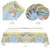 Adventure World Awaits Map Party Tableware,20 Plates and 20 Napkins and Tablecloth71 '' x 42 ''Travel Retirement Adventure World Party Decorate Supplies view 3