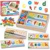 Atoylink Wooden Spell Learning Toys for 2 3 4 5 Year Old Kids Match Letter Spelling Game Board & Letters & Box, CVC Word Builder Toddler Educational Toy Kindergarten Preschool Learning Activities view 1
