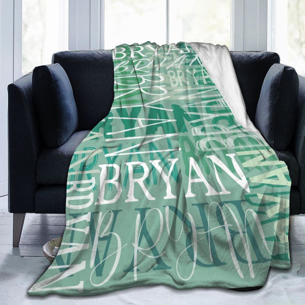 Gypsophila Custom Blanket with Name Personalized Blankets for Adults Baby Personalized Name Blanket Fleece Throw Blanket (Fleece - Green - 56)