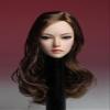 1/6 Scale Female Head Sculpt, Asian Girl Brown Curls Hair Head Carved for 12'' Seamless Action Figure Body Doll Collection (C) view 1