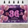 36th Birthday Decorations for Girls Happy Birthday Banner Pink Decorations for A Party Birthday Backdrop for Women view 1