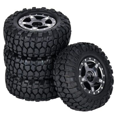 4PCS Metal Wheel Hub Rubber Tires for AXIAL SCX24 AXI00006 AXI90081 AXI00002 AXI00001 1/24 Mini RC Model Car Crawler (silver2)
