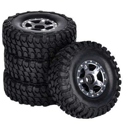 1.0 Beadlock Wheels and Tires 4PCS Metal Wheel Hub Rubber Tires for 1/24 RC Model Car Crawler AXIAL SCX24 AXI00006 AXI90081 AXI00002 AXI00001(silver1)