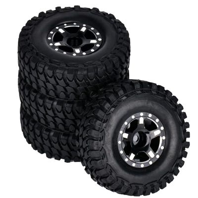 1.0 Beadlock Wheels and Tires 4PCS Metal Wheel Hub Rubber Tires for 1/24 RC Model Car Crawler AXIAL SCX24 AXI00006 AXI90081 AXI00002 AXI00001(black1)