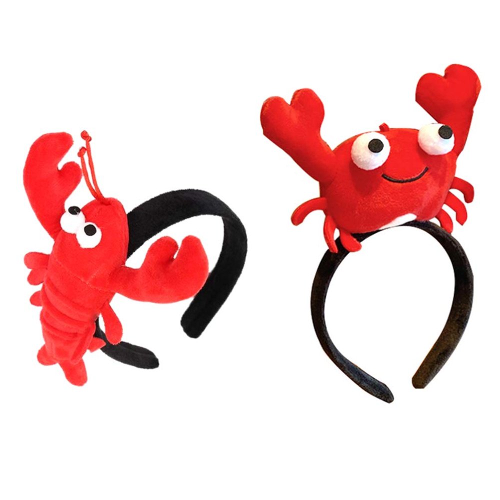 Zerodeko 2Pcs Lobster and Crab Headband lobster headband crab masquerade Under The Sea Theme Party Favors hat role play outfits Crayfish Hair Band fabric apparel cute 3d