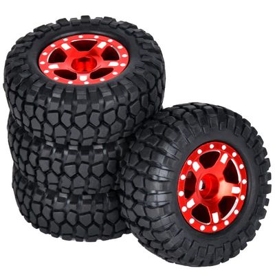 1.0 Beadlock Wheels and Tires 4PCS Metal Wheel Hub Rubber Tires for 1/24 RC Model Car Crawler AXIAL SCX24 AXI00006 AXI90081 AXI00002 AXI00001(red2)