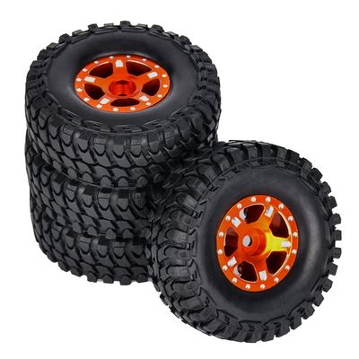 4PCS Metal Wheel Hub Rubber Tires for AXIAL SCX24 AXI00006 AXI90081 AXI00002 AXI00001 1/24 Mini RC Model Car Crawler (orange1)