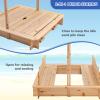 Costzon Kids Wooden Sandbox with Convertible Canopy, Cedar Square Cabana Sandbox with Cover, 2 Bench Seats w/Backrest, Children Outdoor Playset Sandpit for Backyard, Home, Lawn, Garden, Beach view 3