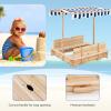 Costzon Kids Wooden Sandbox with Convertible Canopy, Cedar Square Cabana Sandbox with Cover, 2 Bench Seats w/Backrest, Children Outdoor Playset Sandpit for Backyard, Home, Lawn, Garden, Beach view 4