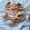 Anano 19 Inch Reborn Doll Open Eyes Levi Soft Slicone Baby Boy with Handcrafted Newborn Baby Girl Handmade Long Sweater Hair Band Real Life Newborn Preemie Nurturing Accessory Birthday Gift (Pink) view 1
