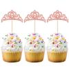 Gyufise 24Pcs Rose Gold Princess Crown Cupcake Toppers Glitter Princess Cake Pick Decorations for Wedding Girl Birthday Baby Shower Party Decorations view 1