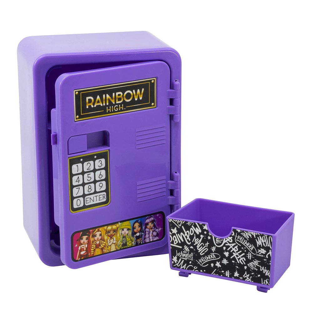 eKids Rainbow High Piggy Bank for Girls, Mini Locker with Digital Keypad for Fans of Rainbow High Toys