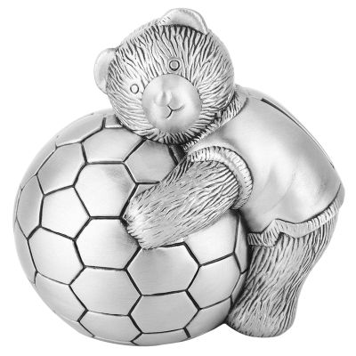 Beufee Cute Piggy Bank for Boys, Soccer Piggy Bank Metal Soccer Coin Bank Sports Money Box Football Money Box Little Bear Coin Piggy Bank