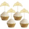 Gyufise 24Pcs Gold Princess Crown Cupcake Toppers Glitter Princess Cake Pick Decorations for Wedding Girl Birthday Baby Shower Party Decorations view 1
