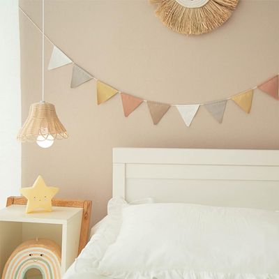 3.93 Feet Triangle Flag Banner Bunting Pennant for Kids Teepee Tent,Party and Room Decoration,10 Pcs single Sided Cotton Fabric FlagChildren's room decoration of baby's room*2 Strip Pack