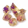 Sages Portal Enchanted Flowers DND Dice Set Resin Sharp Edge Polyhedral Dice for Dungeons and Dragons Pathfinder TTRPG (Purple Flower) view 1