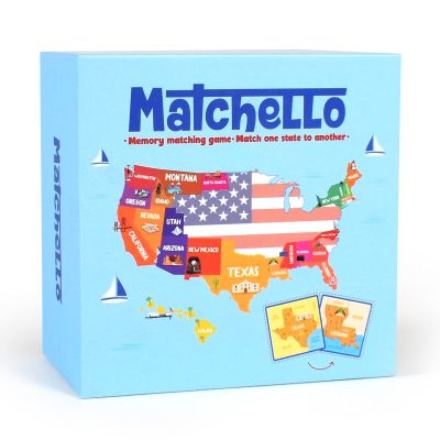 Matchello Memory Matching Game - Learn Geography for Kids 50 States Matching Game Educational and Fun State Cards for Kids and Grownups Colorful Cards Ages 7 and Up