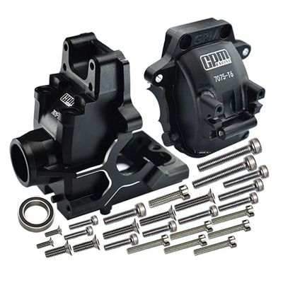 GPM Aluminum 7075-T6 Front/Rear Gear Box for TRAXXAS 1/8 4Wd Sledge Monster Truck-95076-4 (Black)