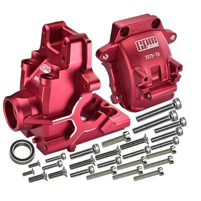 GPM 28Pc Set Upgrades Aluminum 7075-T6 Front/Rear Gear Box for 1/8 4Wd Sledge Monster Truck95076-4 RC Cars (red)