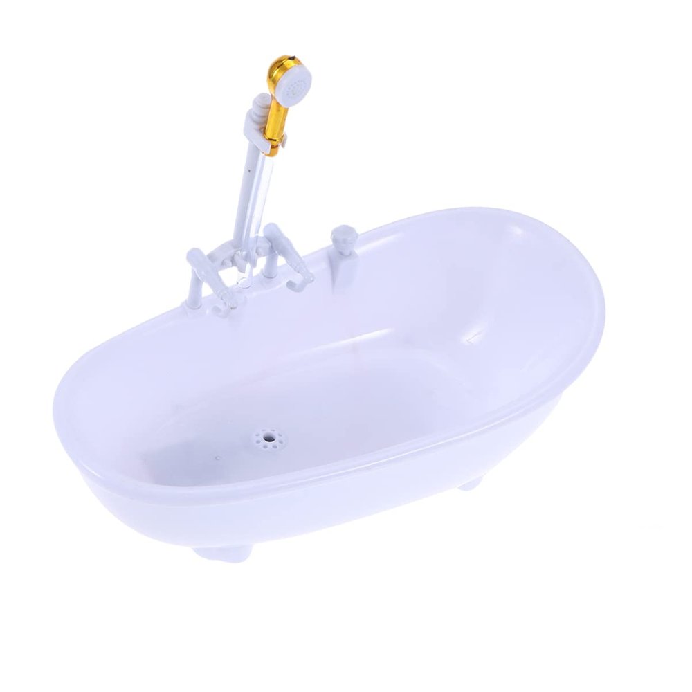 Doll Bathroom Set Electric Doll Bathtub House Furnisher Wood mini Bathtub Miniature White Miniature House Playsets
