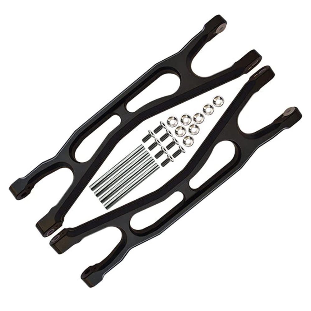 GPM 22Pc Set Upgrades Aluminium 6061-T6 Front/Rear Extended Upper Arms (Widemaxx #7895) for X-Maxx 8S (WideMaxx) RC Cars (Black)