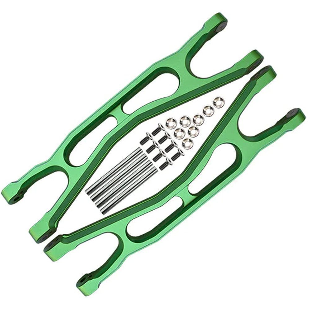 GPM 22Pc Set Upgrades Aluminium 6061-T6 Front/Rear Extended Upper Arms (Widemaxx #7895) for X-Maxx 8S (WideMaxx) RC Cars (Green)
